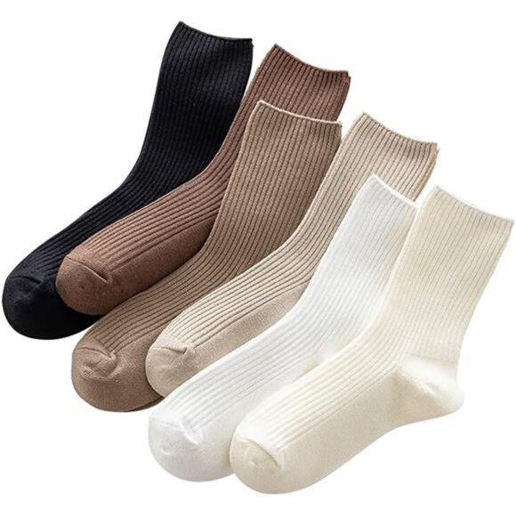 MarJunSep Womens Cute Crew Socks Neutral Cotton Slouchy‎ Loafer Boot Dress Socks - Picture 1 of 7